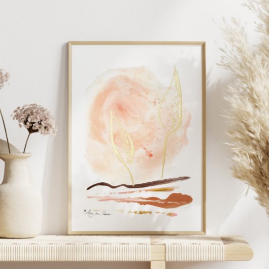 Bio Abstrakte Boho Rust Gold Aquarell Foliendrucke