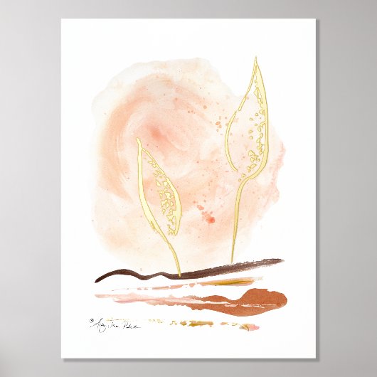 Bio Abstrakte Boho Rust Gold Aquarell Foliendrucke (Vorderseite)