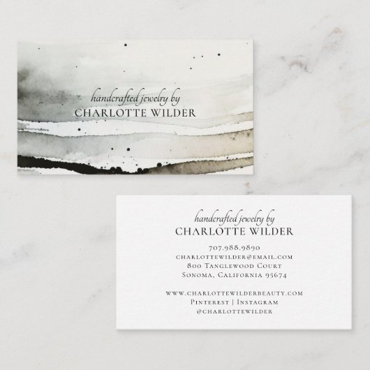 Bio Abstrakter Aquarellschmuck-Designer Visitenkarte (Vorne/Hinten)