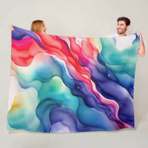 Bio abstraktes Design in Aquarellfarbe Fleecedecke