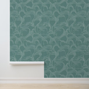 Bio Abstraktes Wavy Line-Muster in Aquamarinem Tapete