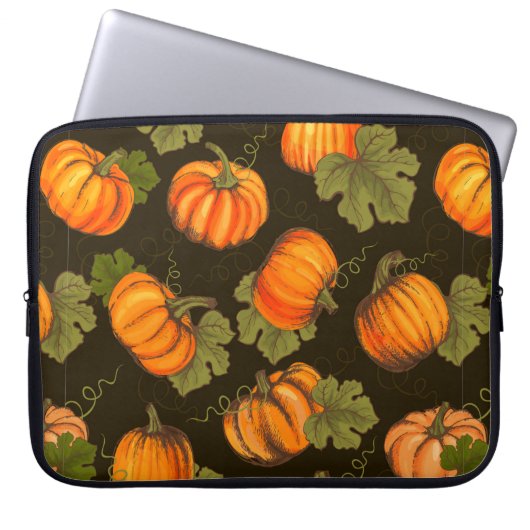 Bio Agrargemüse nahtlos mit orangefarbenem Laptopschutzhülle (Vorderseite)