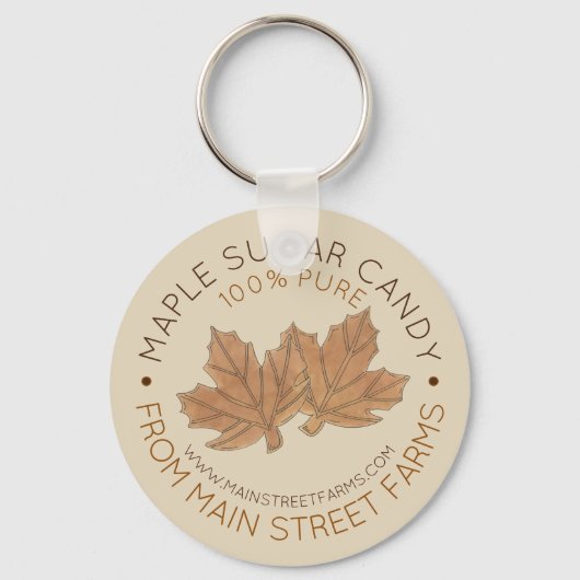 Bio Ahornzuckersirup Süßleder Blätter Schlüsselanhänger (Vorderseite)