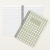 Bio-Aquarell Grün Tartan Gingham Karo Notizblock (Innen)