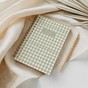 Bio-Aquarell Grün Tartan Gingham Karo Notizblock