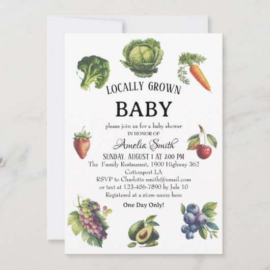 Bio Baby Sho im grünen Retro Einladung (Vorderseite)