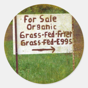 Bio bäuerische Eier und Bratpfannen Runder Aufkleber