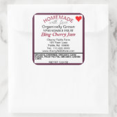 Bio Bing Cherry Jam Canning Name Quadratischer Aufkleber (Tasche)