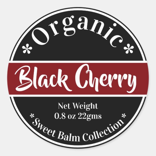 Bio Black Cherry Sweet Lip Balm Collection Runder Aufkleber (Vorderseite)