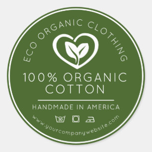 Bio Blätter aus Baumwolle in einem herzgrünen Unte Runder Aufkleber