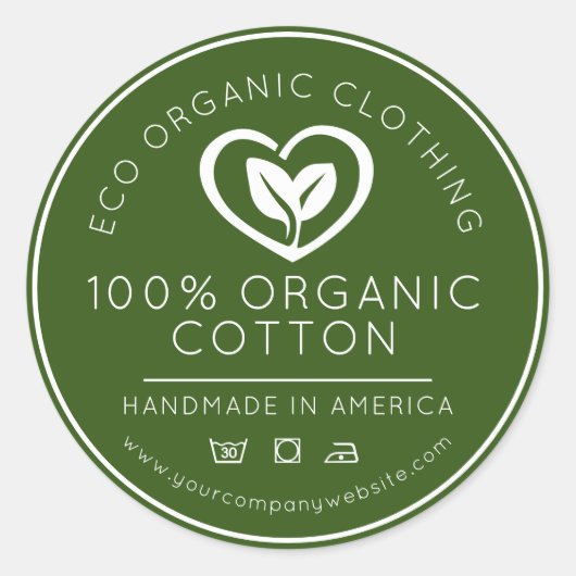 Bio Blätter aus Baumwolle in einem herzgrünen Unte Runder Aufkleber (Vorderseite)