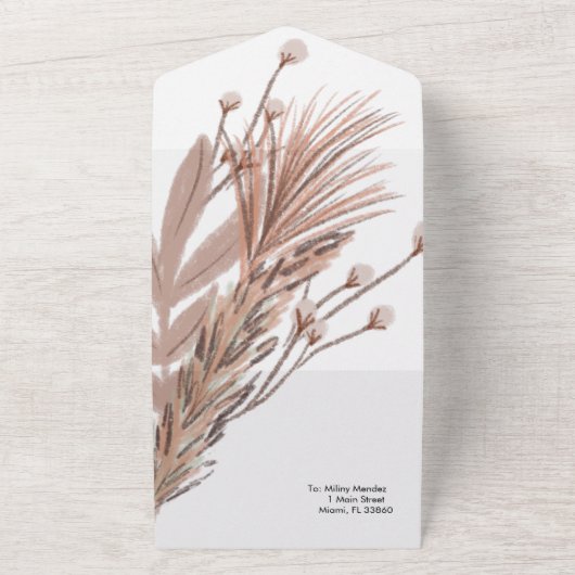 Bio Bogenform und Pampas Boho Wedding All In One Einladung (Außenbereich)