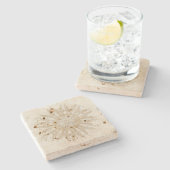 Bio bohischer Sonnenaufgang Mandala Steinuntersetzer (Seitenansicht)