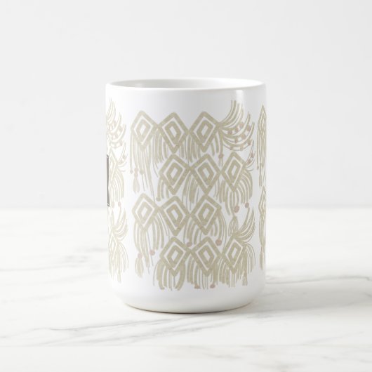 Bio Boho Abstrakt Macrame Naturfarben Kaffeetasse (Mittel)