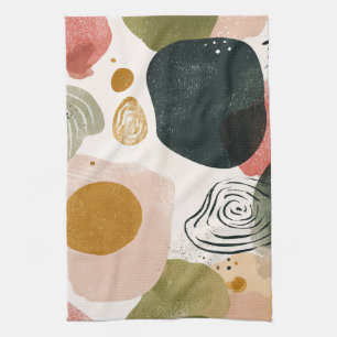 Bio Boho Abstraktes Muster aus dem erdverschmierte Geschirrtuch