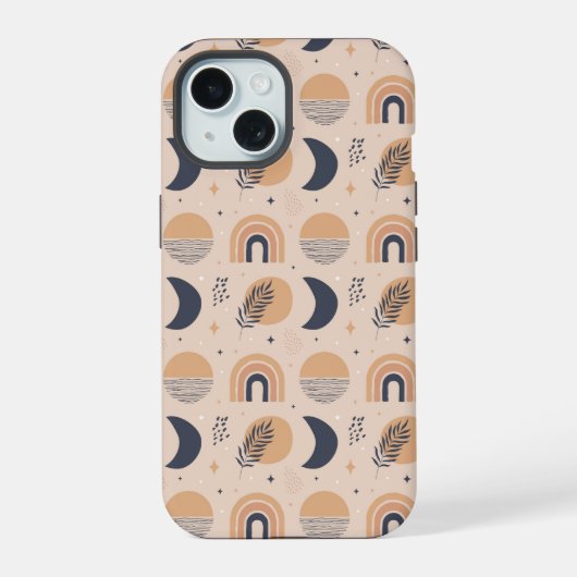 Bio Boho Pattern iPhone 15 Hülle (Rückseite)
