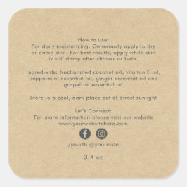 Bio Business Beauty Product Ingredients Kraft Quadratischer Aufkleber