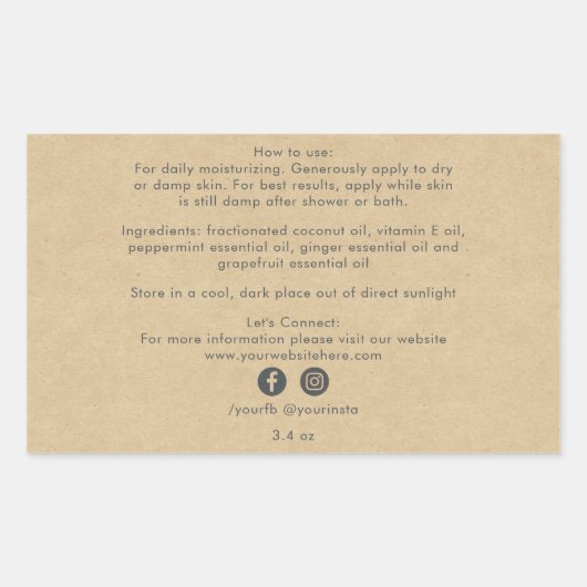 Bio Business Beauty Product Ingredients Kraft Rechteckiger Aufkleber (Vorderseite)