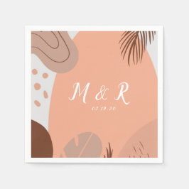 Bio Collage Monstera Hochzeitslogo Earth Tone Serviette