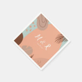 Bio Collage Monstera Hochzeitslogo Earth Tone Serviette (Ecke)