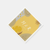 Bio Collage Monstera Wedding Earth Tone Yellow Serviette (Ecke)