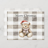 Bio Cream Tan Christmas Teddy Bear Weihnachtsmannm Postkarte (Vorne/Hinten)