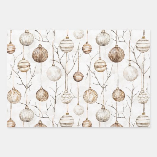 Bio Cream Tan Weihnachtsschmuck Geschenkpapier Set (Vorderseite)