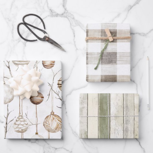 Bio Cream Tan Weihnachtsschmuck Geschenkpapier Set (Vorderseite)