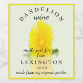 Bio Dandelion Wine Homemade Weinetikett (Einzelnes Label)