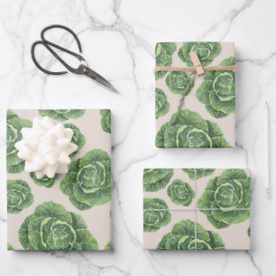 Bio-Design mit grünem Kohl Geschenkpapier Set