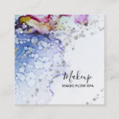 *~* Bio Durchfluss Wasserfarbe Blau Abstrakter Gli Quadratische Visitenkarte (Vorderseite)