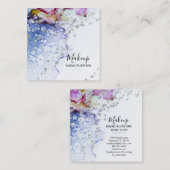 *~* Bio Durchfluss Wasserfarbe Blau Abstrakter Gli Quadratische Visitenkarte (Vorne/Hinten)