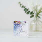 *~* Bio Durchfluss Wasserfarbe Blau Abstrakter Gli Quadratische Visitenkarte (Stehend Vorderseite)