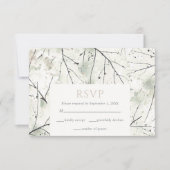Bio Dusty Sage Khaki Floral RSVP Card Karte (Vorderseite)