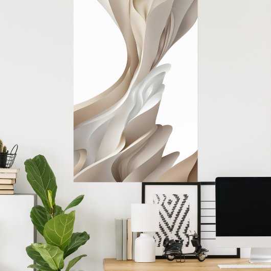 Bio Ebenen / Beige Abstrakte Kunst Poster (Heimbüro)