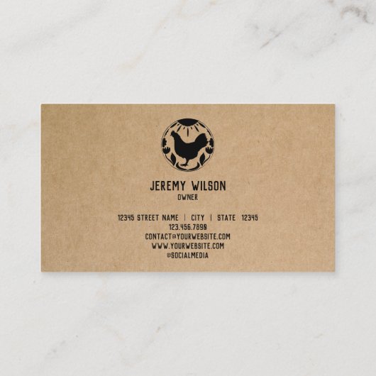 Bio Eierhof Rustikales Hühnchen Visitenkarte (Rückseite)