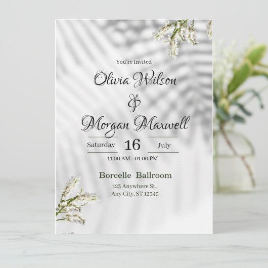 Bio Einladung in Weiß und Schwarz (Stehend Vorderseite)