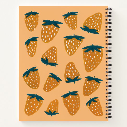 Bio Erdbeeren im Sommer in Orange Notizblock (Rückseite)