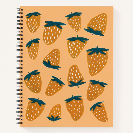 Bio Erdbeeren im Sommer in Orange Notizblock (Vorderseite)