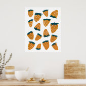 Bio Erdbeeren im Sommer - orange und grün Poster (Küche)