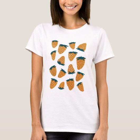 Bio Erdbeeren im Sommer - orange und grün T-Shirt (Vorderseite)