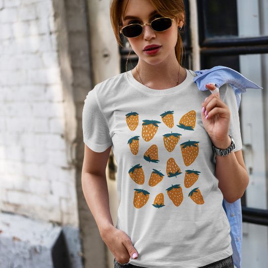 Bio Erdbeeren im Sommer - orange und grün T-Shirt