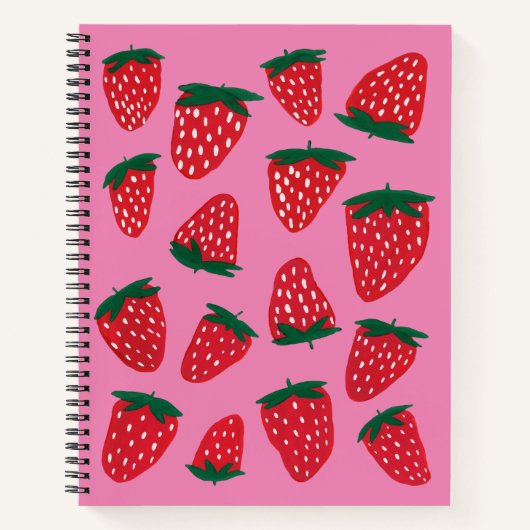 Bio Erdbeeren im Sommer rot auf rosa Untergrund Notizblock (Vorderseite)