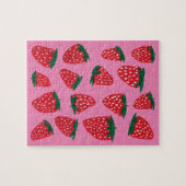 Bio Erdbeeren im Sommer rot auf rosa Untergrund Puzzle (Horizontal)