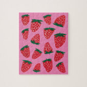 Bio Erdbeeren im Sommer rot auf rosa Untergrund Puzzle (Vertikal)