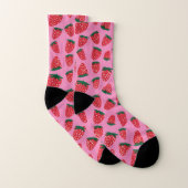 Bio Erdbeeren im Sommer rot auf rosa Untergrund Socken (Paar)