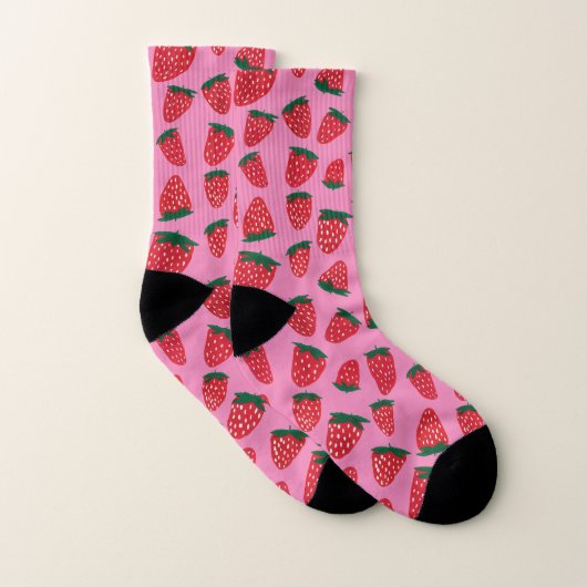 Bio Erdbeeren im Sommer rot auf rosa Untergrund Socken (Paar)