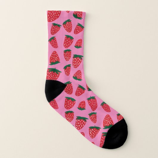 Bio Erdbeeren im Sommer rot auf rosa Untergrund Socken (Links - Innen)
