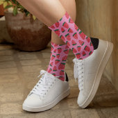 Bio Erdbeeren im Sommer rot auf rosa Untergrund Socken