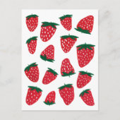 Bio Erdbeeren im Sommer - rot und grün Postkarte (Vorderseite)